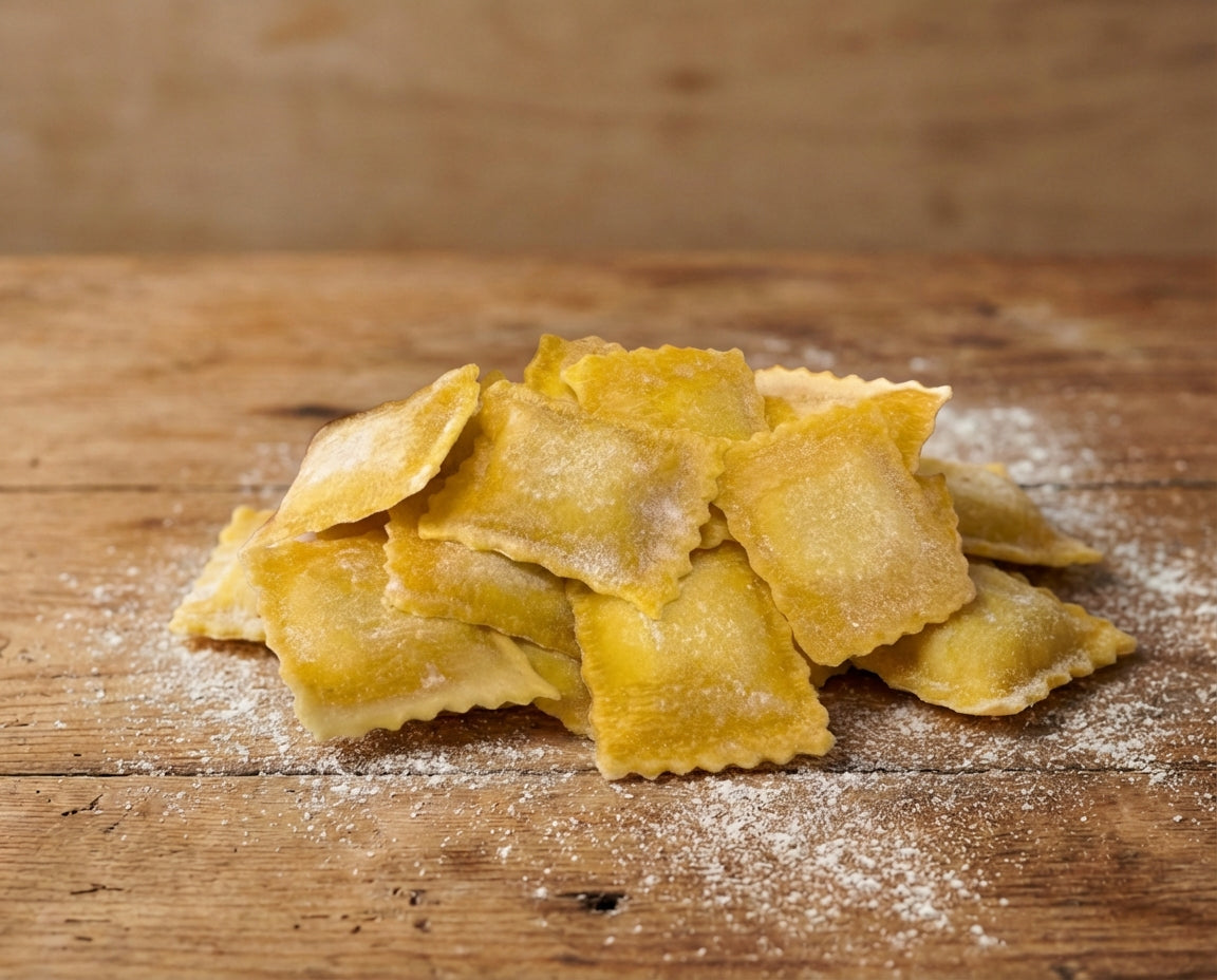 Raviolacci pomodorini confit e Baccalà